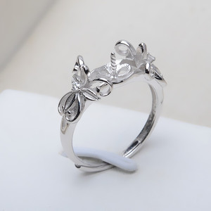 Bague ouverte ajustable en argent S925 Wenchi avec papillon, perle 9-10, accessoires DIY tendance, plateau vide 4466 16808 Chine - Product Image 4