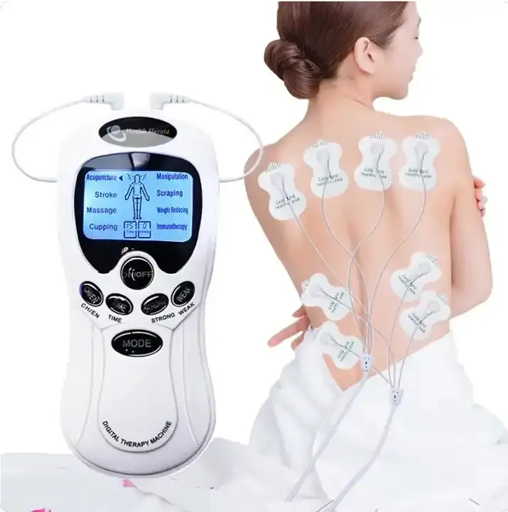 Elektrische Schmerzlinderungstherapie 8-teilige Elektrodenpads Doppelkanal TENS-Gerät Puls-Massagegerät EMS-Muskelstimulator