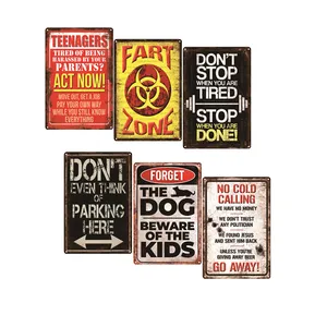 Eslogan de advertencia de Genius en el trabajo, cartel de Metal Retro No Fart Zone Dog, decoración del hogar, letreros de estaño Vintage, barra de Bar para el hogar