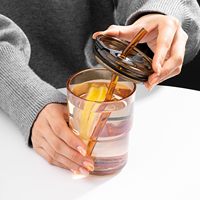 Gobelets en verre de 13 oz avec couvercle et paille, réutilisables pour café glacé, thé, anti-fuite, à paroi épaisse, pour voyage