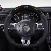 Volant de direction de voiture personnalisé compatible avec VW Golf MK6 GTI MK6 R 2010-2013 Volant en fibre de carbone à LED