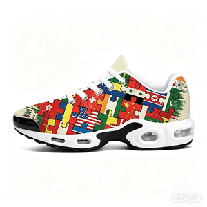 Baskets personnalisées style <span class=keywords><strong>TN</strong></span> à coussin d'air, imprimé puzzle drapeaux du monde, chaussures de course en maille, chaussures décontractées personnalisées pour hommes <span class=keywords><strong>et</strong></span> femmes - Product Image 2