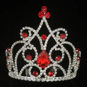 Kleine rote Stein Strass Kristall Krone Tiara benutzer definierte Schönheit Strass Krone