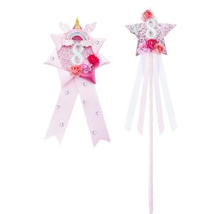 Varita Mágica de Hada con Lazo de Estrella Brillante para Niñas, Set de Varitas Mágicas con Broche de Mariposa y Flor para Graduación de Ramadán - Product Image 2
