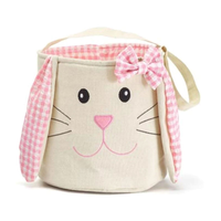 Panier de rangement en toile personnalisé avec un adorable visage de lapin, panier de Pâques pour la chasse aux œufs, cadeaux