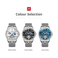 OLEVS 6712 Mouvement mécanique automatique Poignet Phase de lune Creux Luxe Diamant Cadran étoilé Squelette Montres pour hommes