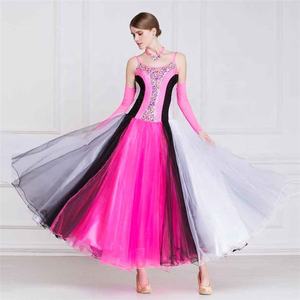 Haute qualité col rond rose et blanc de <span class=keywords><strong>danse</strong></span> Latine robe concurrence valse <span class=keywords><strong>danse</strong></span> de salon robes B-14438 - Product Image 2