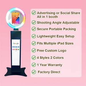 Портативная напольная подставка для фотобудки со светодиодным кольцом для селфи iPad для ЖК-экрана 10,2-13 дюймов - Product Image 3