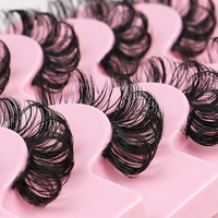 Fournitures d'emballage personnalisé pour cils en faux vison, super bouclés et volumineux, 10 paires, cils entiers en bande