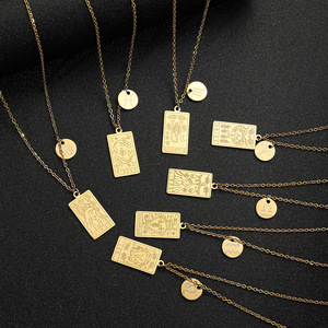 Ins – collier minimaliste rétro en acier inoxydable plaqué or avec pendentif en forme d'<span class=keywords><strong>horoscope</strong></span> <span class=keywords><strong>du</strong></span> zodiaque - Product Image 4