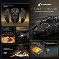 Attack Shark R5 Ultra Carbon Fiber Wireless 8K Mouse PAW3950 MAX Gaming Mouse Tri-Mode MCU Nordic 52840 DPI hingga 42000 BT Wired