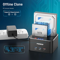 Station d'accueil pour disque dur en aluminium FIDECO 2.5 3.5, hub USB 3.0, clonage de disque dur, station d'accueil pour disque dur