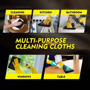 ผ้าทำความสะอาดไมโครไฟเบอร์16 ''x 16'' ผ้าขนหนูไมโครไฟเบอร์อเนกประสงค์สำหรับทำความสะอาด (สีดำ) - Product Image 2