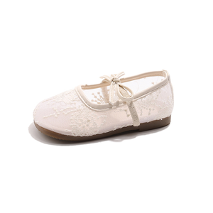 레이스 패턴 여자아이 드레스 슈즈 부드러운 바닥 도매 핑크 예쁜 공주 신발 어린이용 리본 디자이너 키즈 파티 슈즈 - Product Image 6