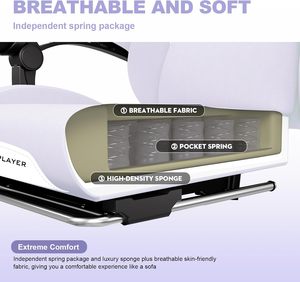 Alta qualità Funzione reclina tessuto simpatico Computer ergonomico PC traspirante ufficio Gamingstol donna poltrona da gioco con poggiapiedi - Product Image 5