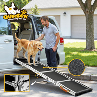 Rampa para Perros para Coche, Antideslizante, para Perros Grandes, 71 Pulgadas de Largo, 17 Pulgadas de Ancho, Capacidad de 200 Libras, Telescópica, Ligera, Laterales Reflectantes, Clip de Fijación, OEM