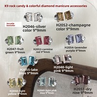 Strass en cristal K9 colorés à angle droit, personnalisables avec logo, pour nail art, bijoux, finition scintillante, faits à la main, en forme de cube de sucre