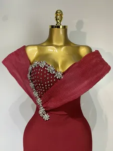 Vestido largo de punto con un solo hombro, diamantes brillantes y vendaje, sexy, de lujo, elegante, para fiesta de cumpleaños, estilo celebridad, para mujer - Product Image 5