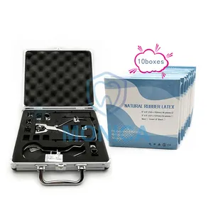 Kit de dam de borracha dentária multifuncional, instrumentos cirúrgicos dentais com 10 caixas de amortecedoras de borracha natural
