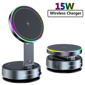Chargeur sans fil magnétique à aspiration 15W, <span class=keywords><strong>support</strong></span> de <span class=keywords><strong>téléphone</strong></span> léger à fixer sur le pare-brise, rotatif à 360 degrés, compatible - Product Image 2