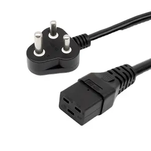 3M 0.75mm2 3 Prong AC Power Cord Black Female IEC End Type Industrial Equipment Grade South Africa Plug to C13