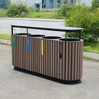 Poubelle extérieure robuste en bois composite pour rues, parcs, collectes de déchets, poubelle publique, poubelle commerciale, poubelle de recyclage