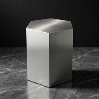 Table basse hexagonale en acier inoxydable, surface miroir, argent brossé/or rose, tabourets personnalisables 40x40x50cm pour salon