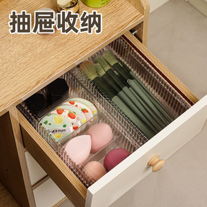 Boîte de rangement transparente pour cosmétiques, organisateur de maquillage en acrylique avec couvercle pour pinceaux, éponges et bijoux, organisateur de bureau - Product Image 3