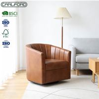 Fauteuil pivotant moderne en tissu PU CARLFORD pour chambre à coucher, salon, fauteuil d'appoint pour hôtel, mobilier de loisirs