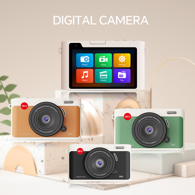 2026 New Arrival 64MP 1200mAh Touch Screen Operation Vintage Retro Instant Camera 5K Resolution Optical Zoom Dual Screen for