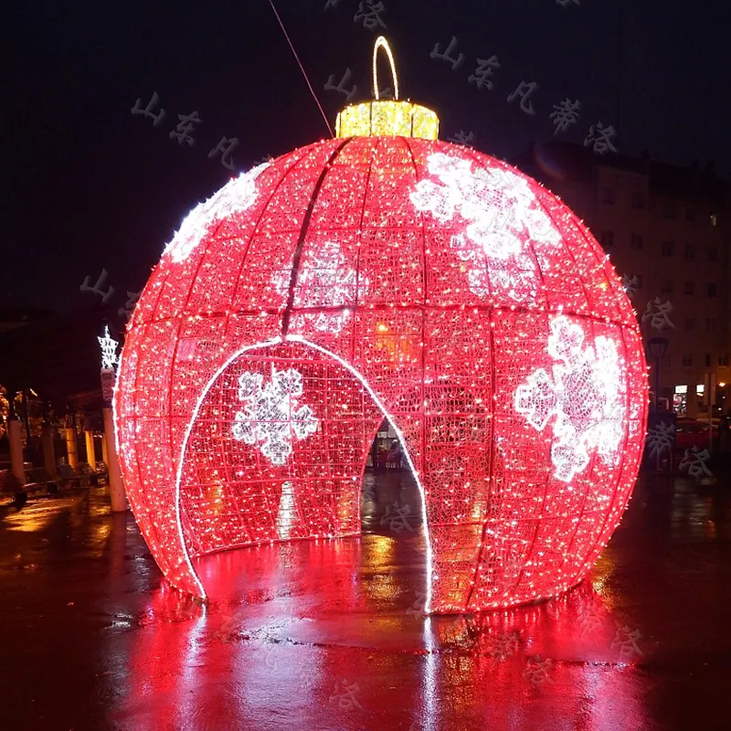 Customized LED Big Christmas Lighted Sphere Balls outdoor 3D big Christmas street light for mall decor