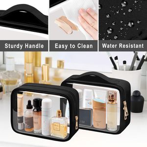 Pink Cute clear <b>Makeup</b> Bag Clear Transparent Cosmetic <b>Case</b> with Zipper for Women Custom Logo Vinyl <b>Makeup</b> Bag - Product Image 4