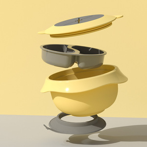 Bol pour aliments pour bébés avec base à ventouse, matériau PP sans BPA, jaune, grand format en forme de gourde, pour les repas des tout-petits de 1 à 2 ans - Product Image 1