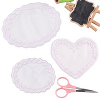 Patchs brodés en dentelle de maille en forme de cœur de dessin animé mignons, accessoires de journal DIY, fournitures artisanales