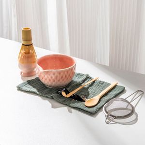 Gift for Coffee Shop and Home Kitchen Trendy Green Ombre Set With Bamboo Accessories Ceramic Matcha Bowl Whisk Kit - Product Image 4