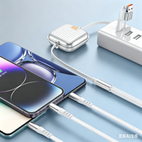 Cable de Carga Retráctil 5 en 1 de Alta Calidad de 1.2m, Cargador USB para Auto con Cable Retráctil para Teléfono Móvil