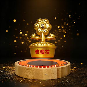 HCNT Magnetic Levitating Golden Money Flower Night <b>Light</b> With <b>LED</b> Base Touch Control Home Decor Gift - Product Image 1