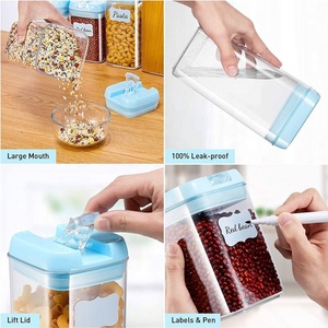 14pcs Clear PP <b>Plastic</b> Airtight Kitchen <b>Storage</b> Containers Stackable Square Food Organizer <b>Bins</b> Set - Product Image 4