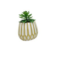 Vente en gros Petit pot de fleur en ciment Pots de ciment peints à la main avec fleur en plastique