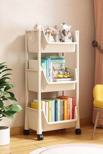 Estantes de Piso Sencillos para el Hogar, Armarios de Almacenamiento Multicapa para Niños con Ruedas, Estantes de Almacenamiento contra la Pared - Product Image 5