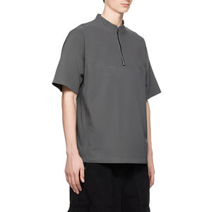Maglietta Kaleo uomo pesante Hip Hop 100% cotone Street Wear magliette Oversize mezza Zip - Product Image 2