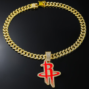Nouveaux colliers pendentifs en alliage rouge plaqué or et argent de luxe léger, style hip-hop, collier pour homme, bijoux de mode, vente en gros - Product Image 2