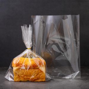 Sac rétractable PE à gousset à fond transparent avec attaches pour pain fait maison boulangerie cellophane en relief violoncelle pour emballage en plastique de pain de pain - Product Image 6