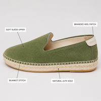 Prix de gros Chaussures décontractées personnalisées Mocassins à enfiler Espadrilles en daim de vache avec bordure en jute