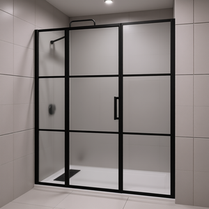 Puerta de Ducha Goodyo de 34 Pulgadas con Marco Negro, 3 Paneles Corredizos, Vidrio Templado de 8mm, Rectangular, para Cuarto Húmedo - Product Image 2