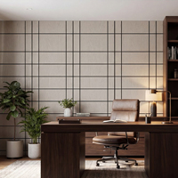 Panneau acoustique composite en polyester Qinsound 600x600mm à rainures en V, motif grain de bois, feutre polyester pour KTV, home cinéma, bureau