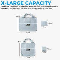 Sac de courses pliable en nylon personnalisé, facile à transporter, réutilisable, robuste et extensible pour la vente en gros