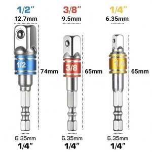 Zhengyan Drill Adapter Hex To Square 1/4 Inch <b>Socket</b> <b>Extension</b> Bit Set For Electric Wrench - Product Image 3