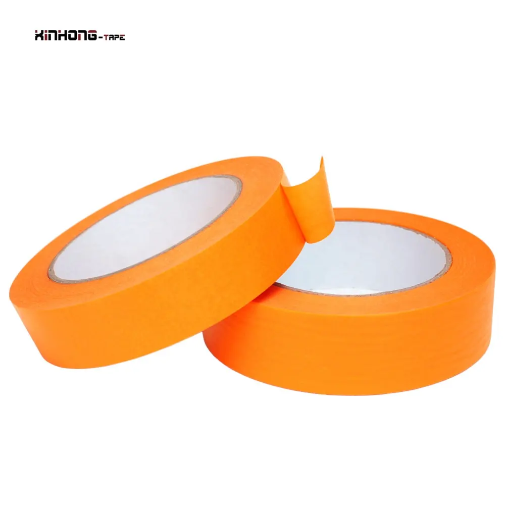 Orange Color Recyclable Heat UV Resistant Automotive Auto Car Spraying Painting Masking Crepe Washi Paper Self Adhesive Tape