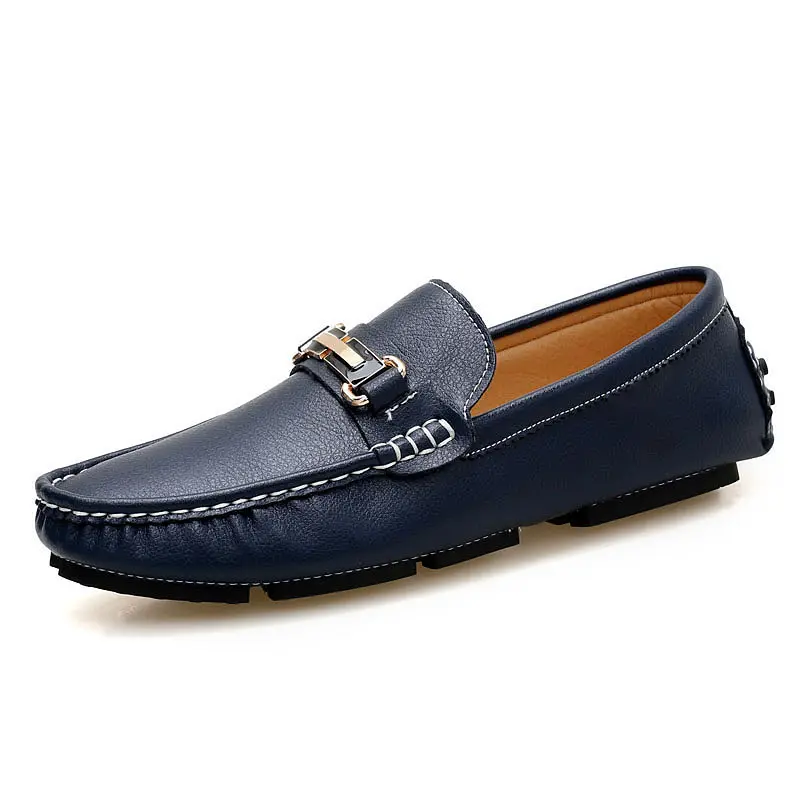 Mocassins en cuir véritable pour hommes, chaussures de conduite souples et confortables avec Logo personnalisé, vente en gros